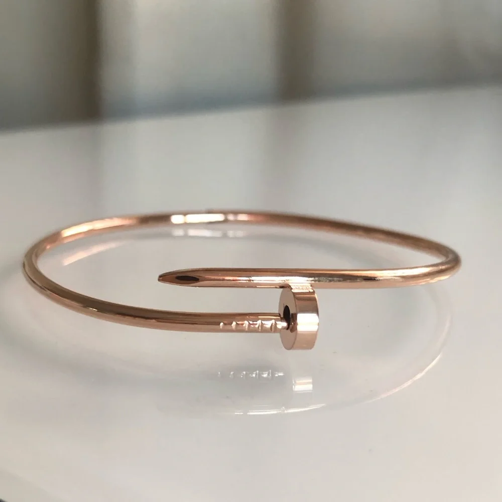 Rose Gold Small Model Nail Bracelet - Picture 6 of 9